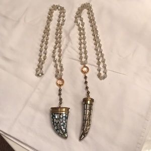2 Horn Shaped Long Beaded Necklaces